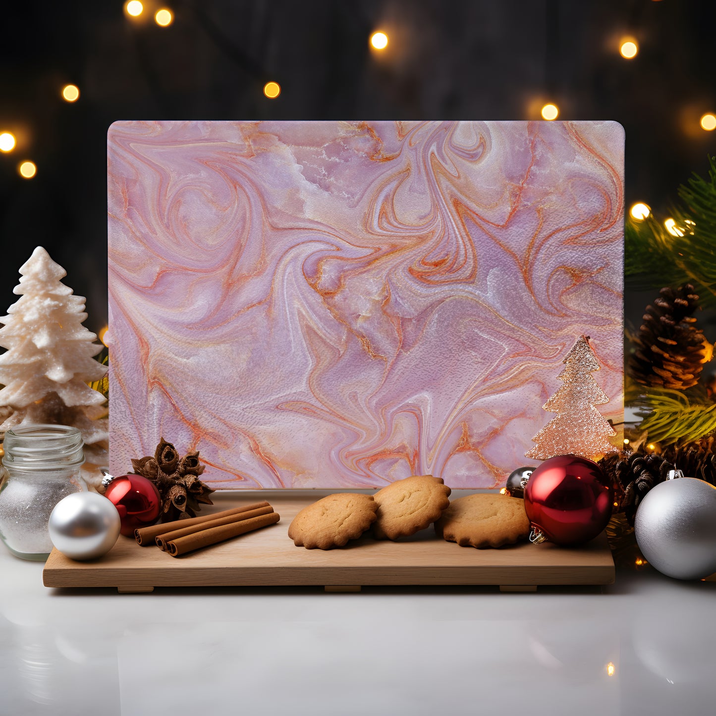 Marble-Look Glass Cutting Board with Optional Personalization