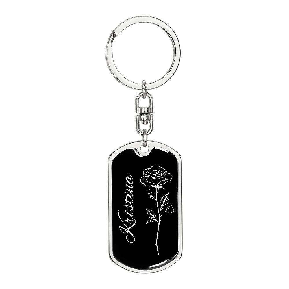 Personalized Name Birthflower Keychain