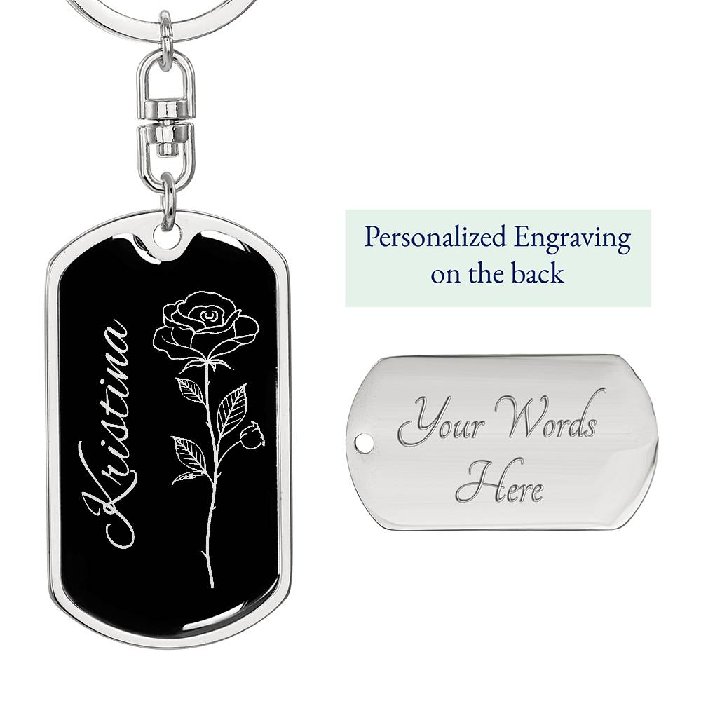 Personalized Name Birthflower Keychain
