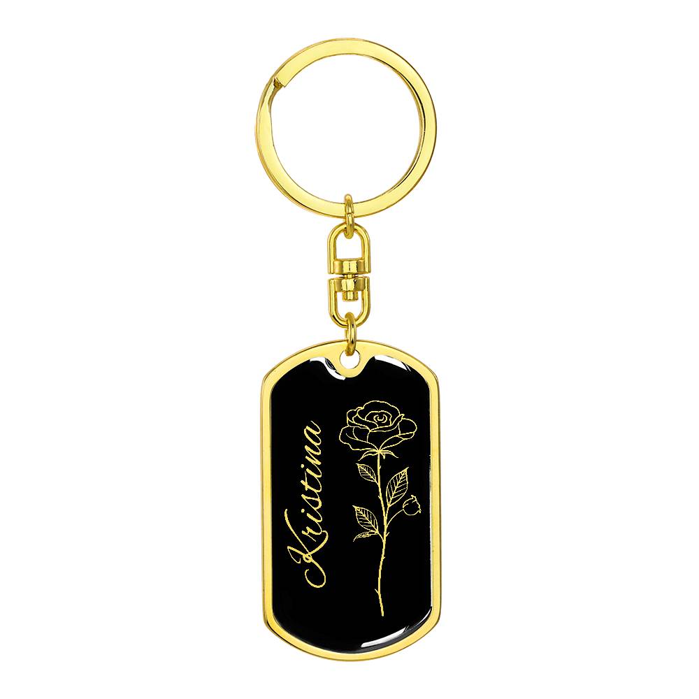 Personalized Name Birthflower Keychain