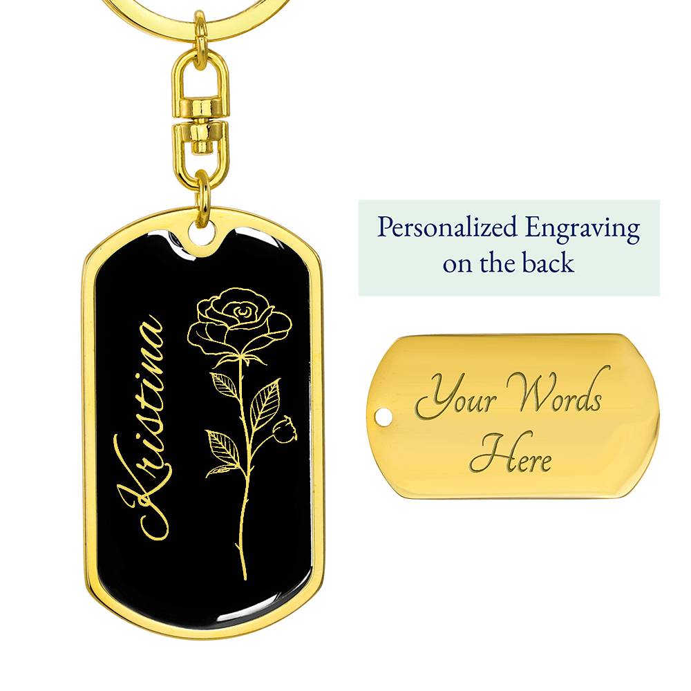Personalized Name Birthflower Keychain