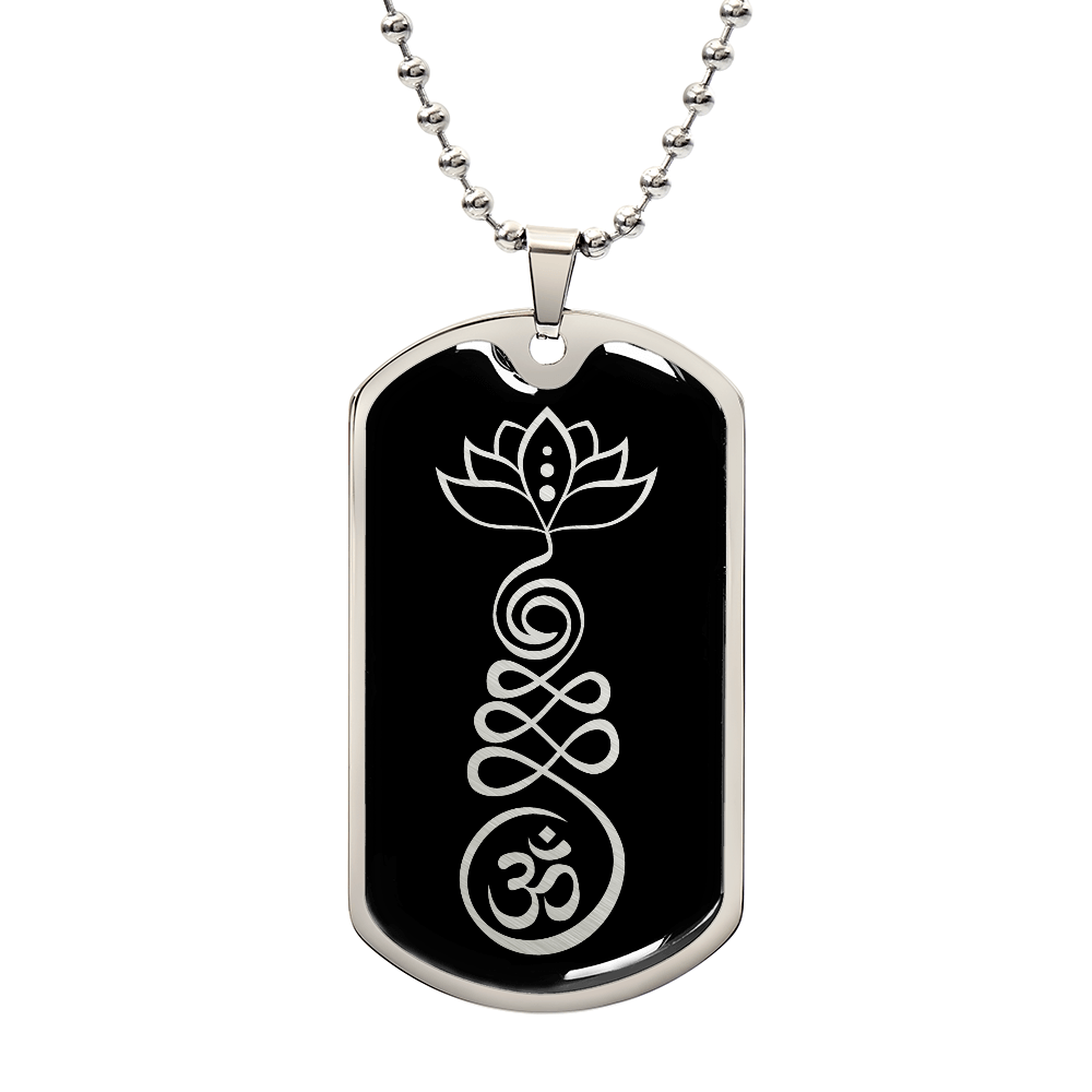 Unalome Necklace with Lotus Blossom and Om