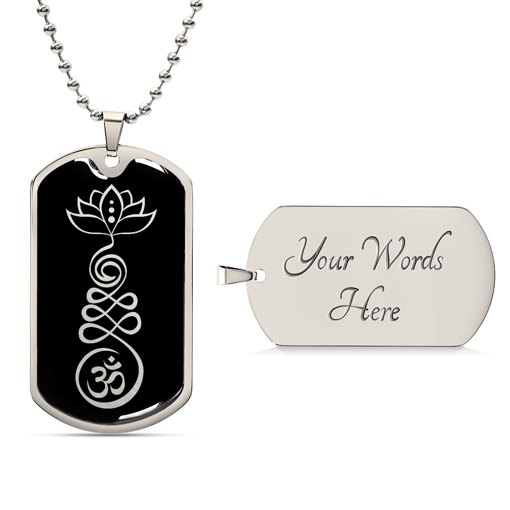 Unalome Necklace with Lotus Blossom and Om