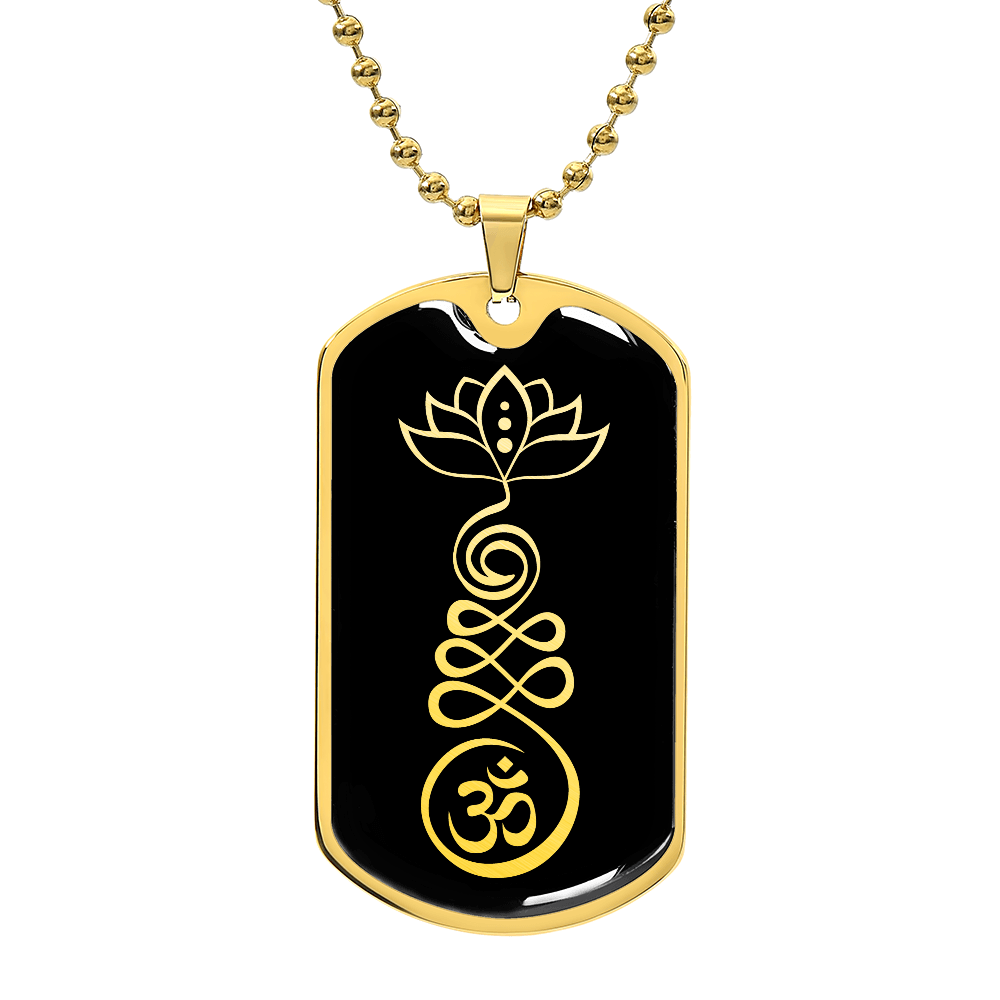 Unalome Necklace with Lotus Blossom and Om