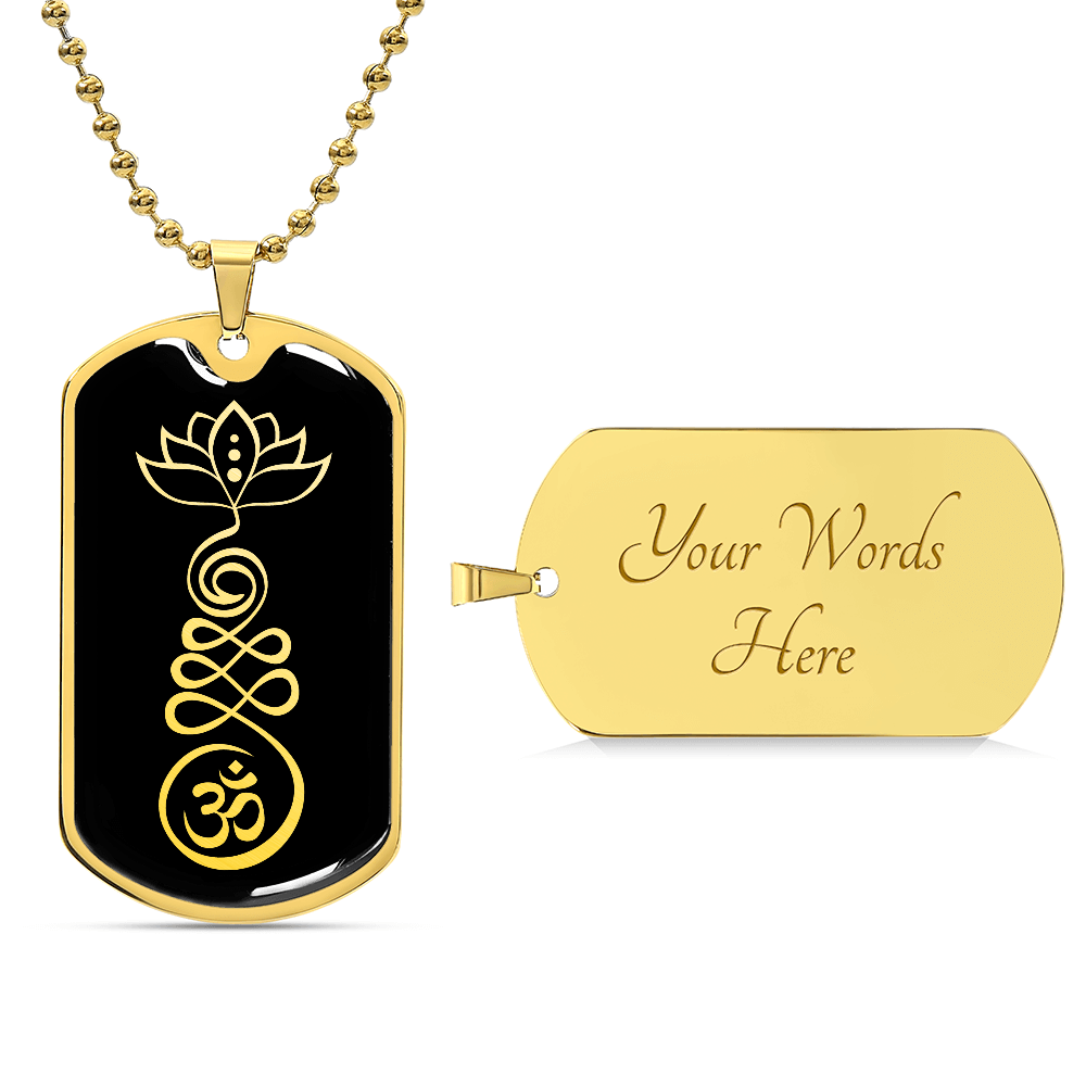 Unalome Necklace with Lotus Blossom and Om