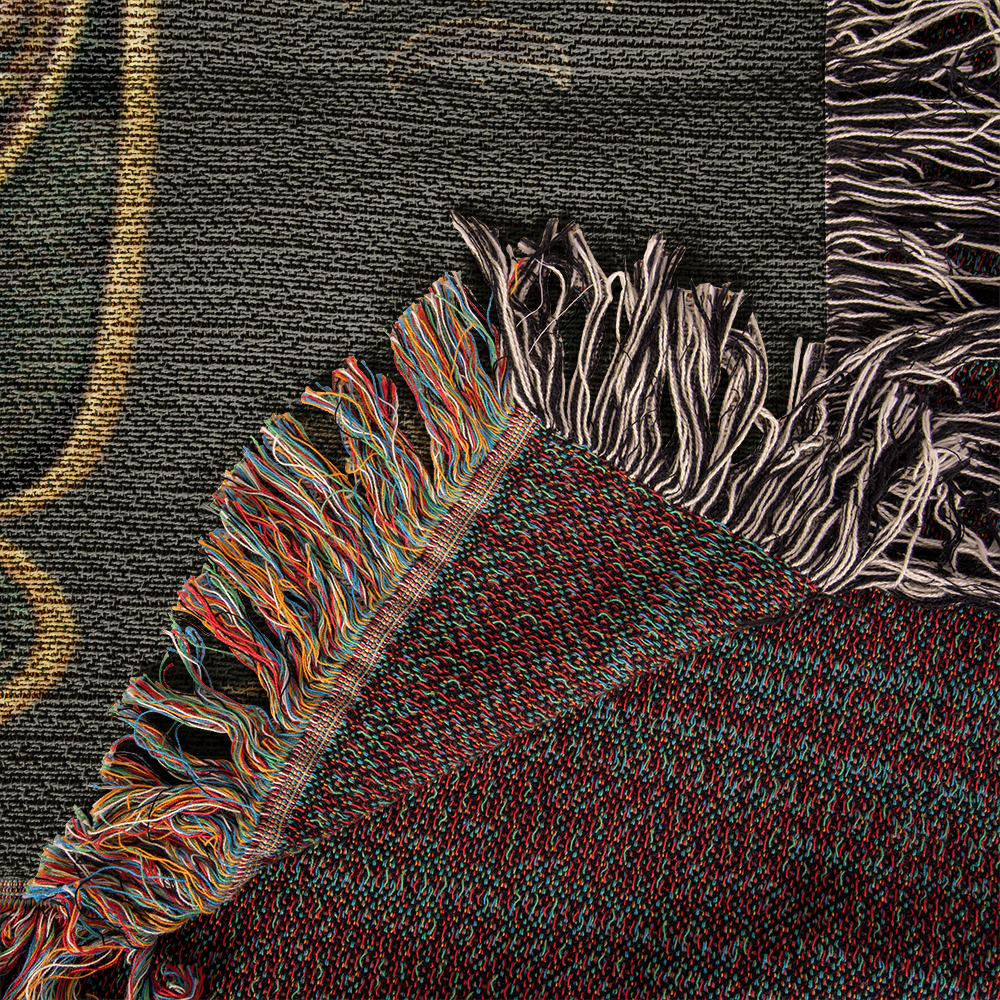 The Wheel of Fortune Woven Tarot Blanket/Throw | 100% Cotton Tapestry with Fringe