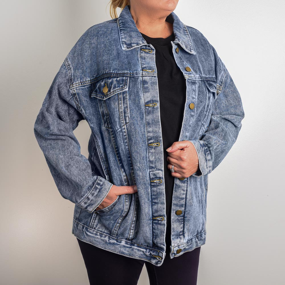 The High Priestess Tarot Card Denim Jacket | Oversized Boyfriend-Style Women's Jacket with LOTS of Pockets