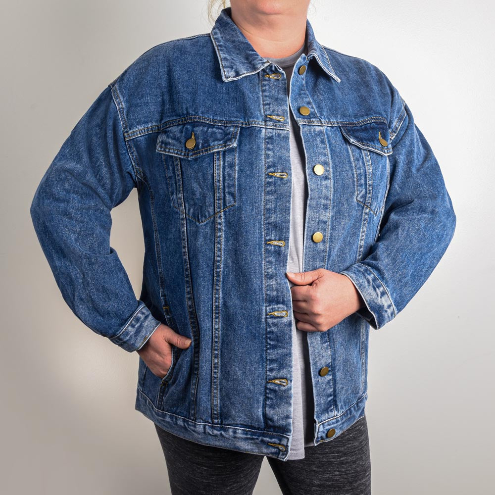The High Priestess Tarot Card Denim Jacket | Oversized Boyfriend-Style Women's Jacket with LOTS of Pockets