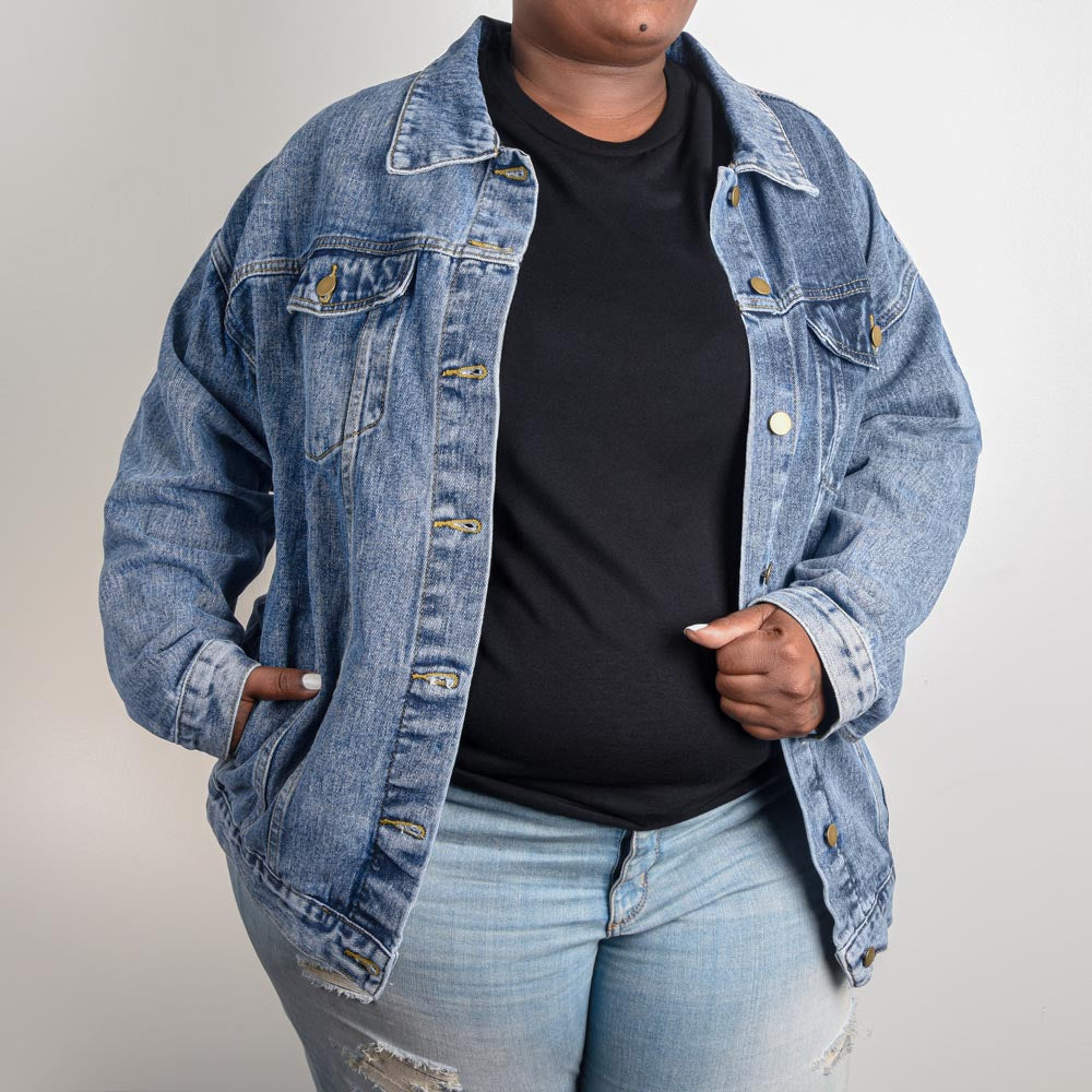 The High Priestess Tarot Card Denim Jacket | Oversized Boyfriend-Style Women's Jacket with LOTS of Pockets