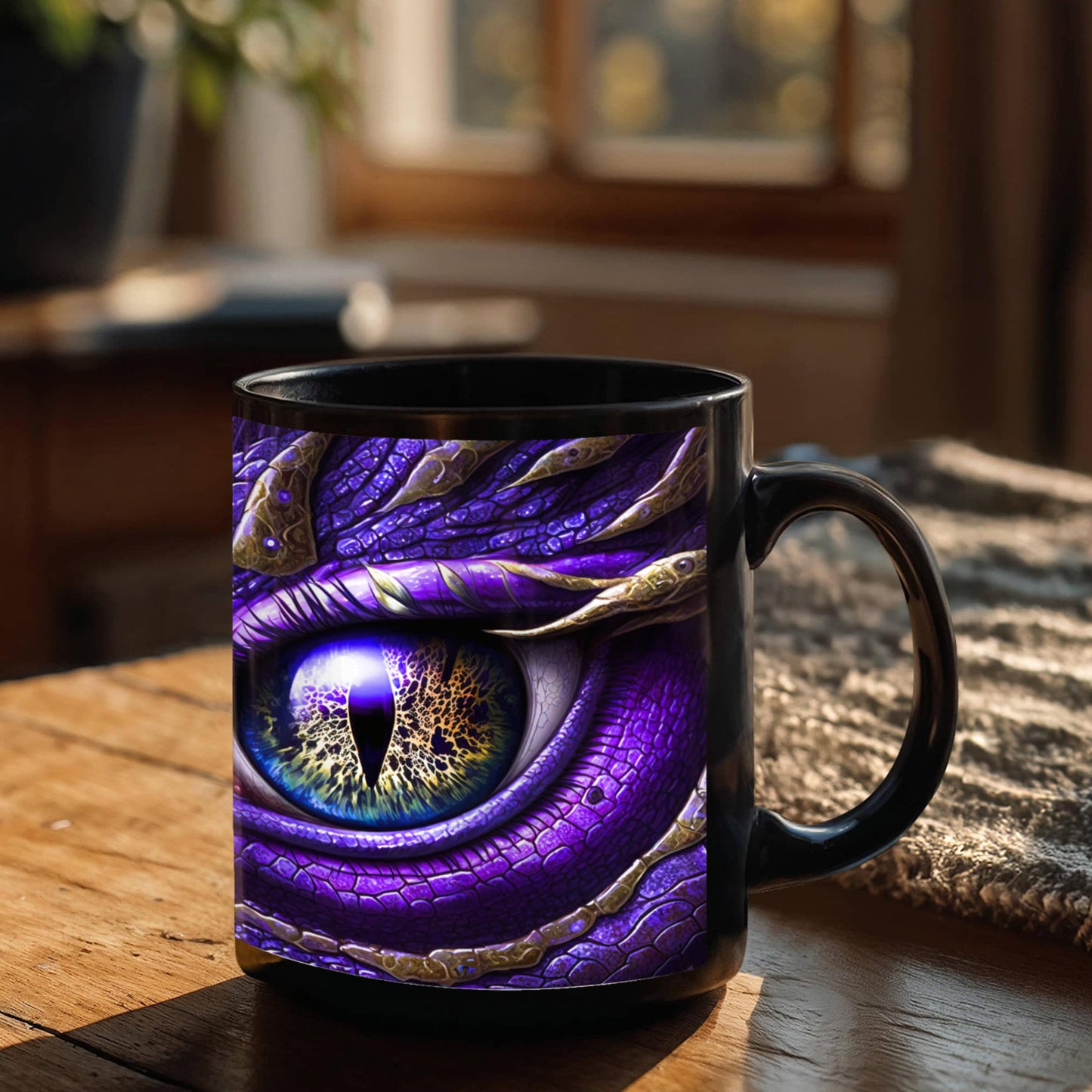 Purple Dragon Eye Black Mug 11oz
