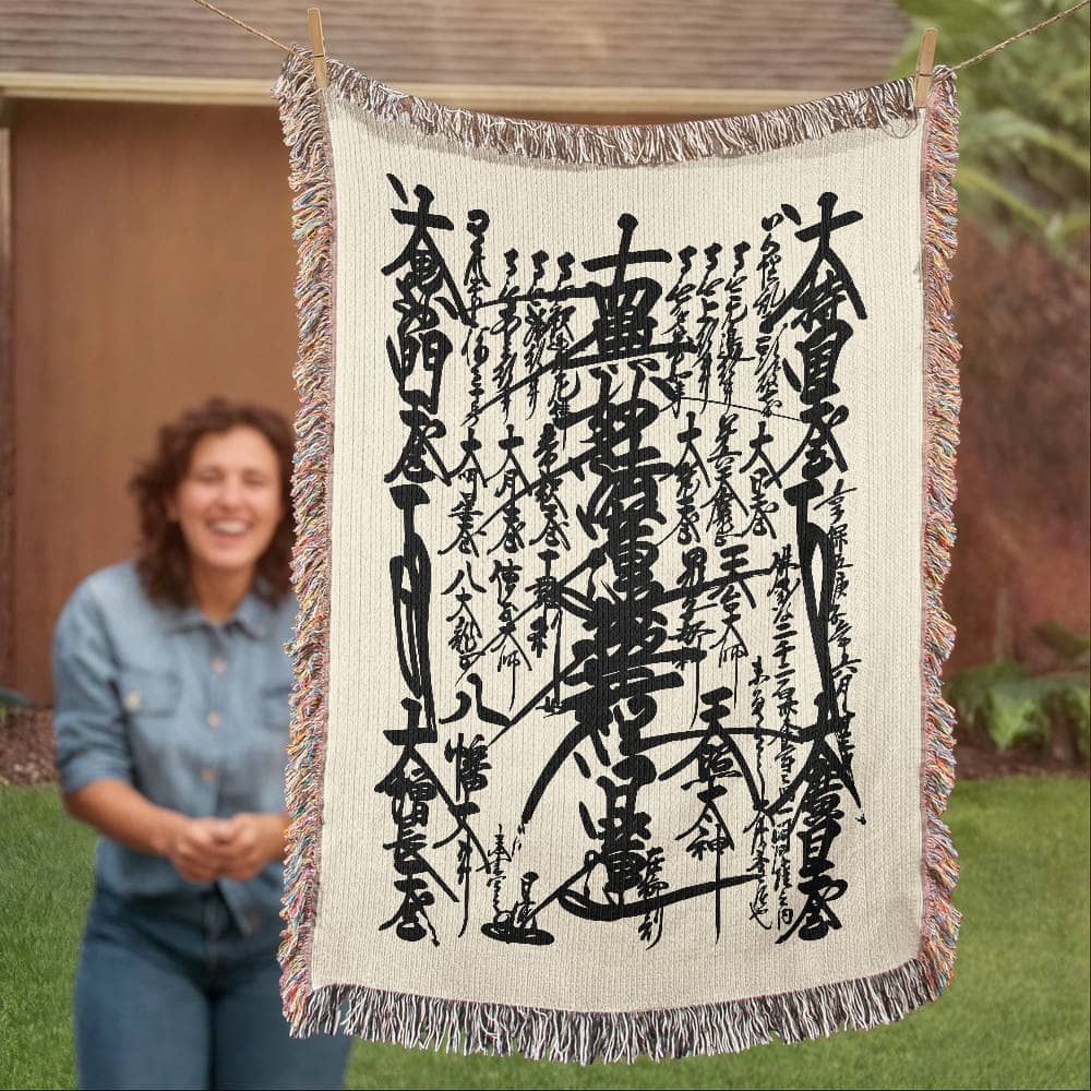 Nam Myoho Renge Kyo Woven Blanket with Fringe
