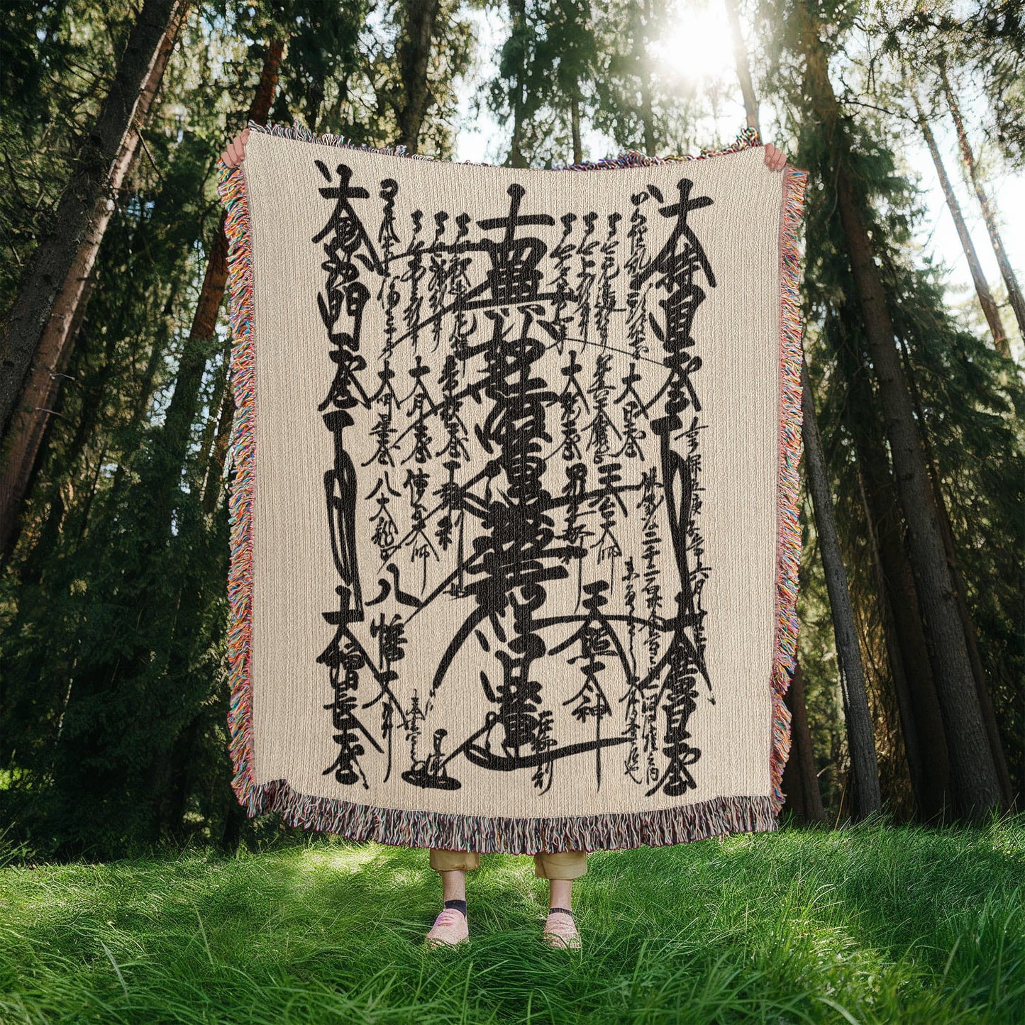 Nam Myoho Renge Kyo Woven Blanket with Fringe