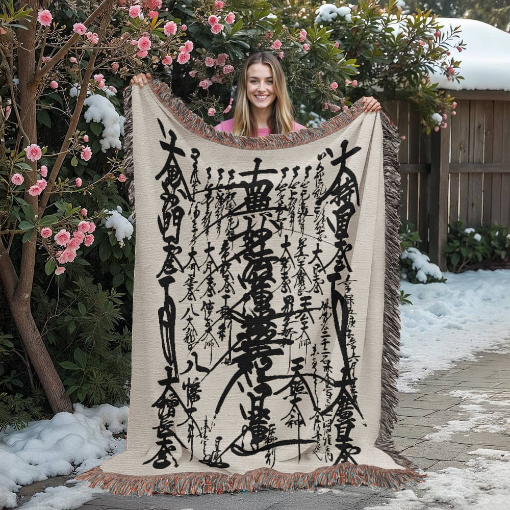 Nam Myoho Renge Kyo Woven Blanket with Fringe