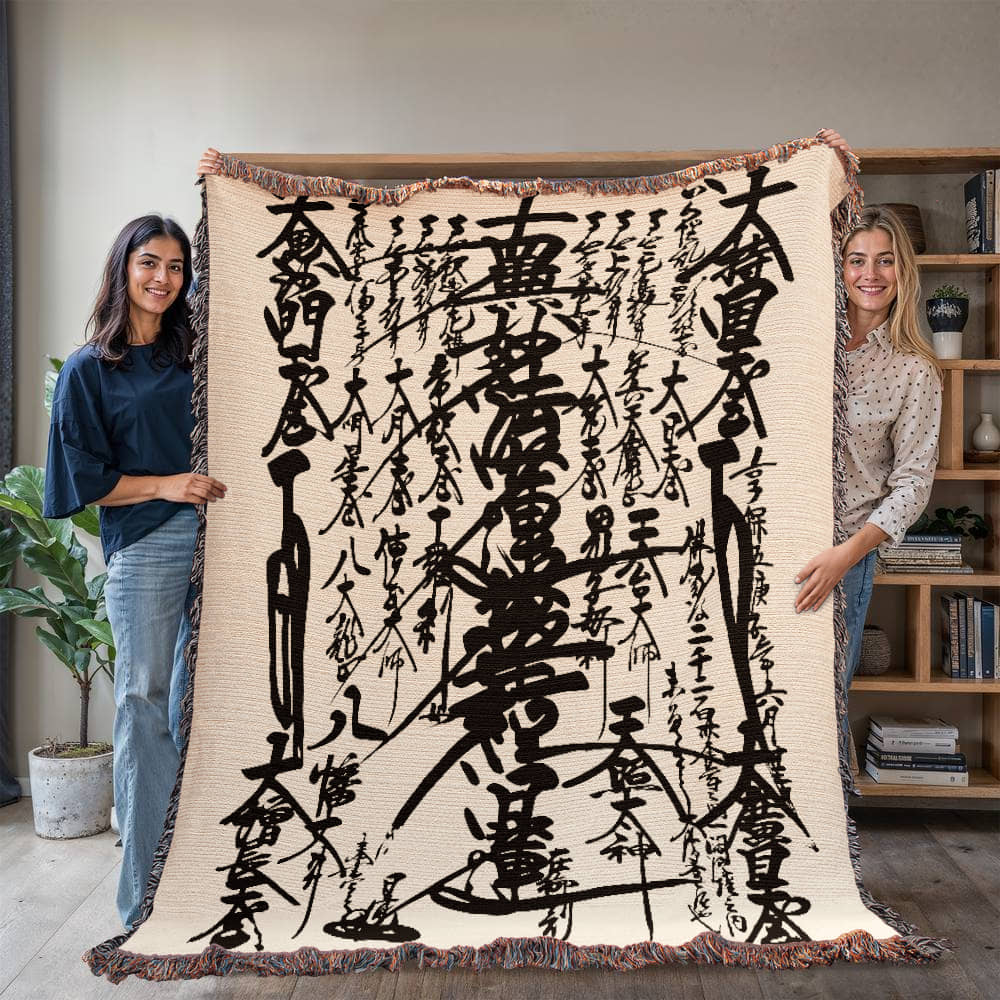 Nam Myoho Renge Kyo Woven Blanket with Fringe