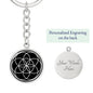 Seed of Life Sacred Geometry Keychain Engravable Gold Silver