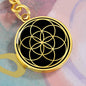 Seed of Life Sacred Geometry Keychain Engravable Gold Silver