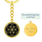 Seed of Life Sacred Geometry Keychain Engravable Gold Silver