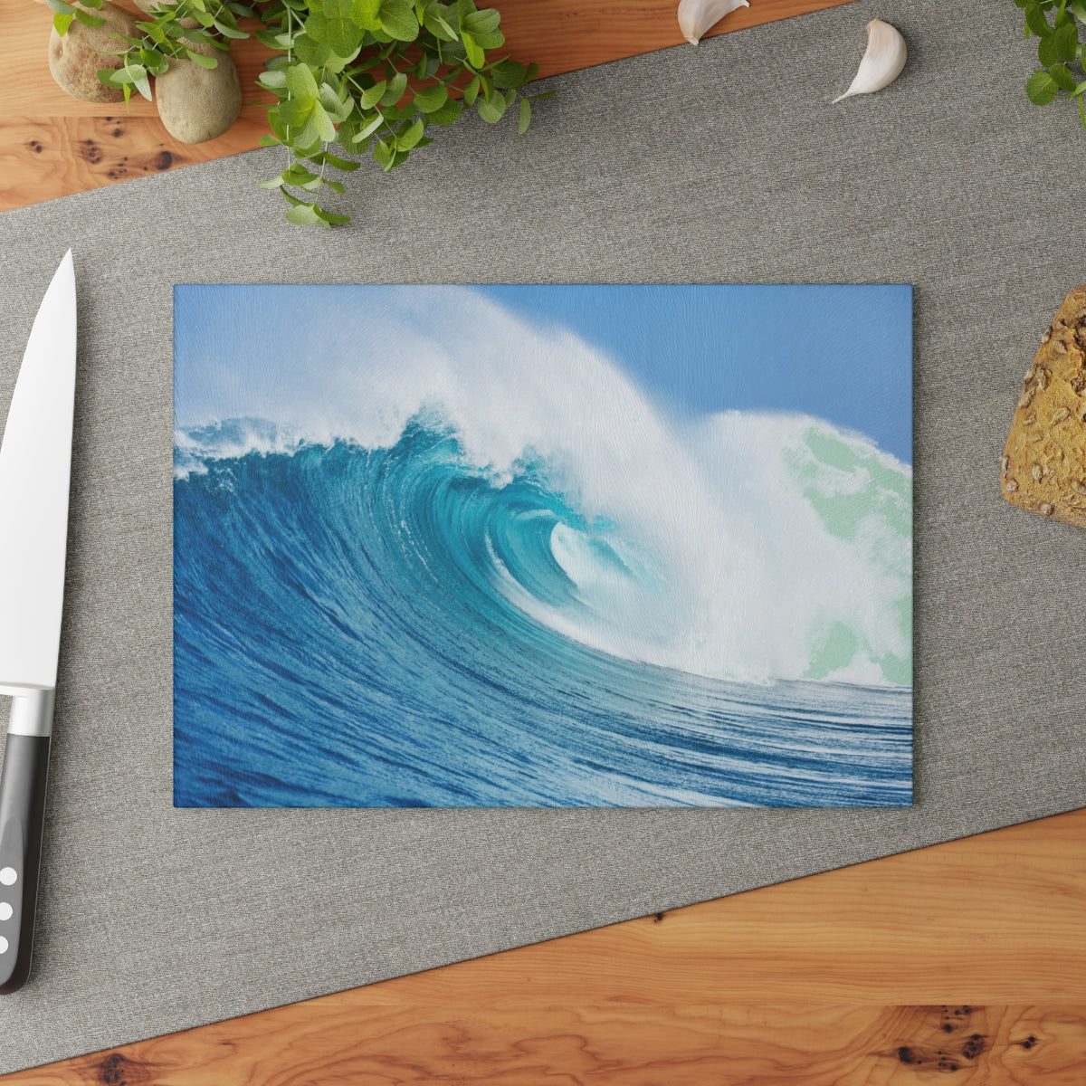 Glass Cutting Board, Curling Wave - Two Sizes Available!