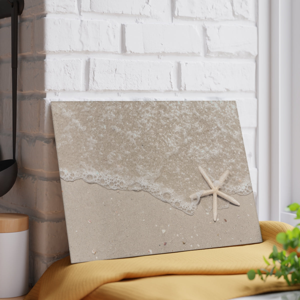 Glass Cutting Board, Sand and Starfish - Two Sizes Available