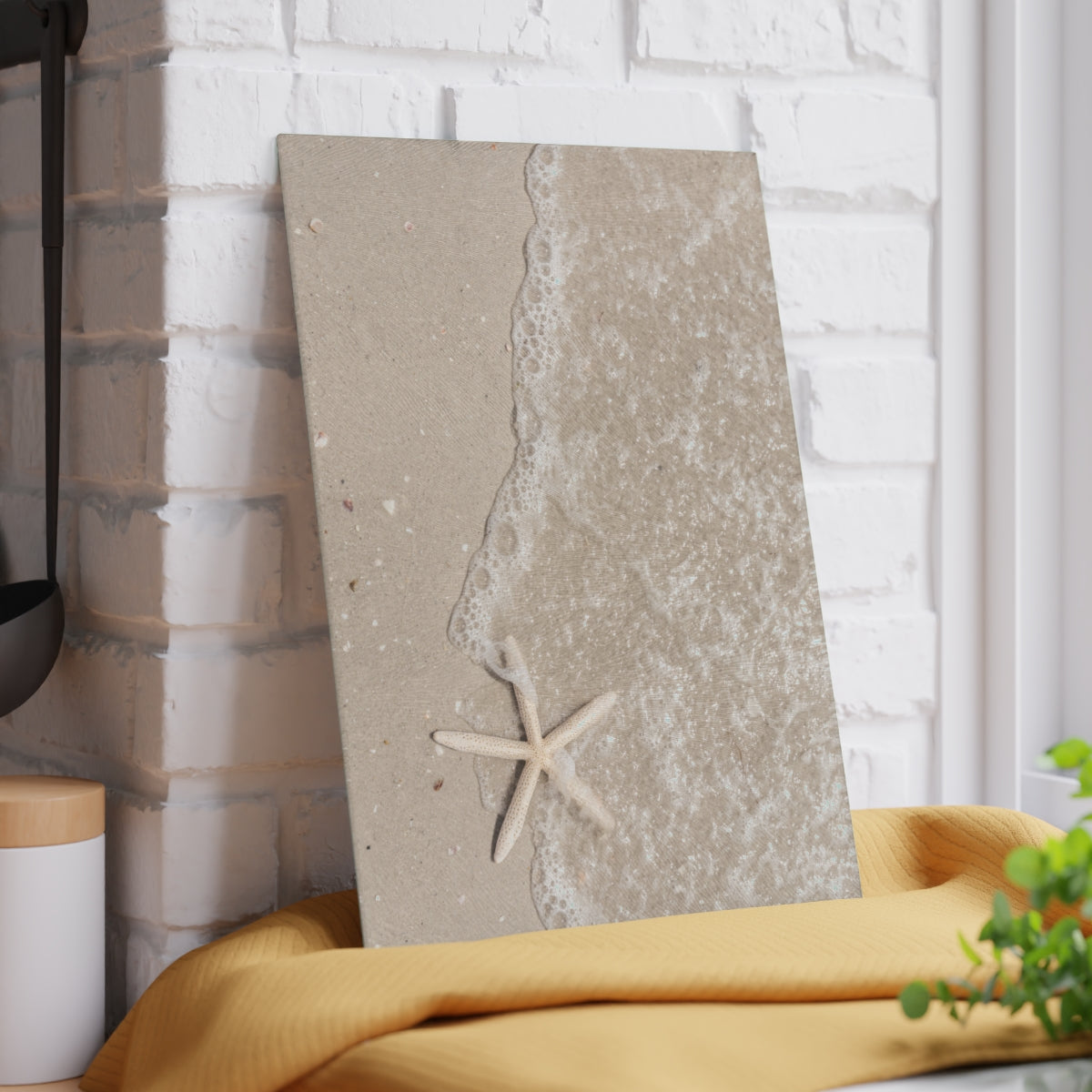 Glass Cutting Board, Sand and Starfish - Two Sizes Available