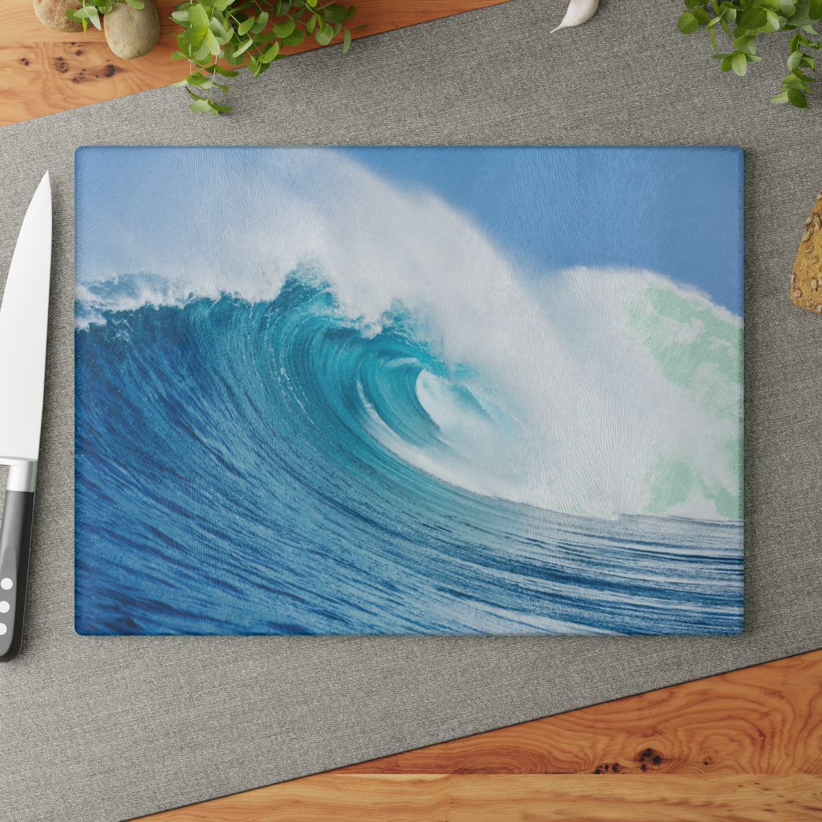 Glass Cutting Board, Curling Wave - Two Sizes Available!