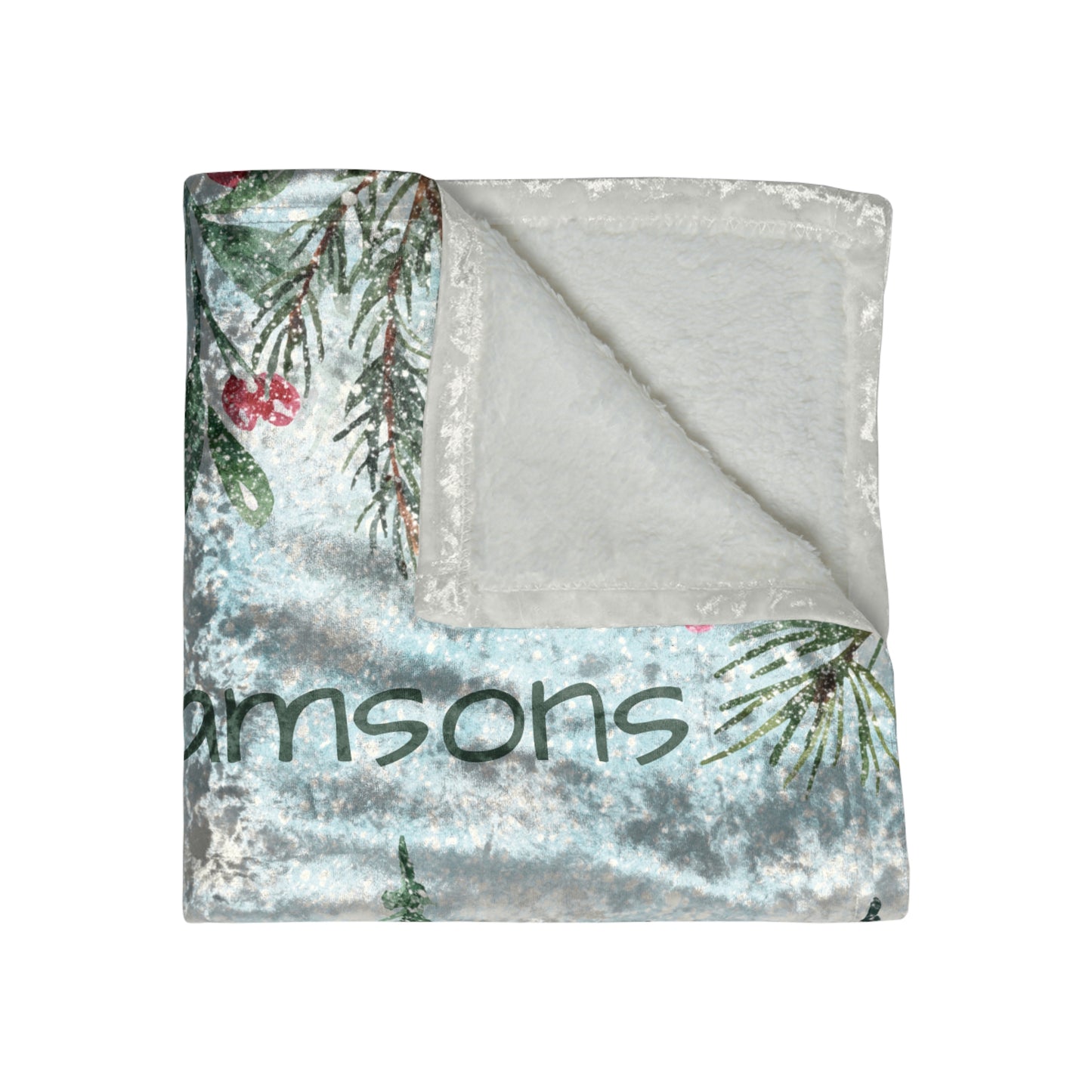 Personalized Winter Crushed Velvet Throw Blanket - Cabin in the Woods