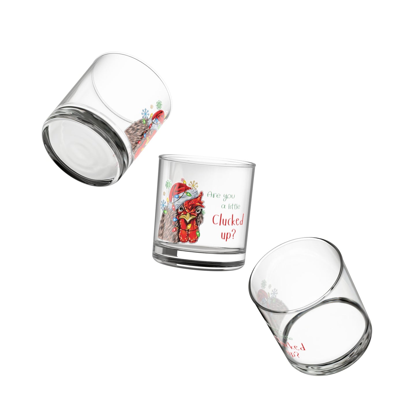 Funny Christmas Chicken Rocks Glass 10oz Are You Clucked Up?