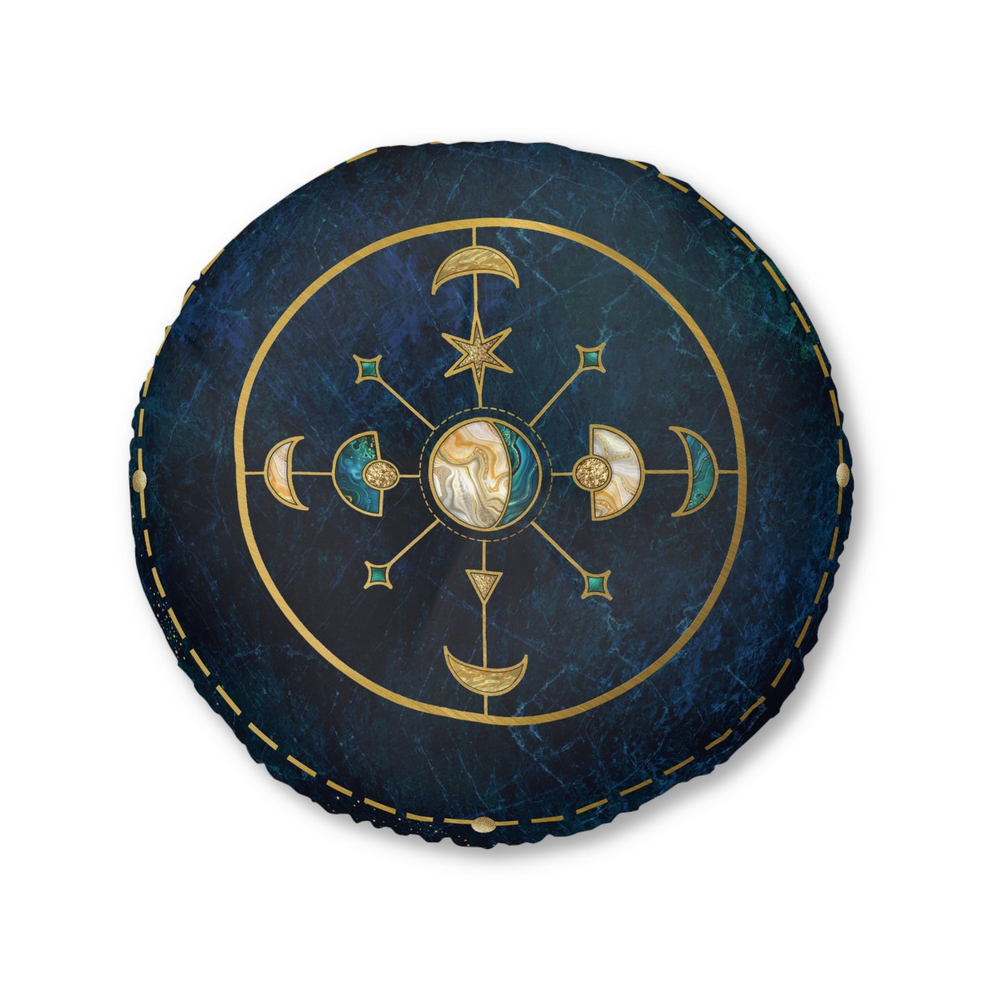 Large Round Tufted Floor Pillow - Celestial Fantasy Meditation Pillow