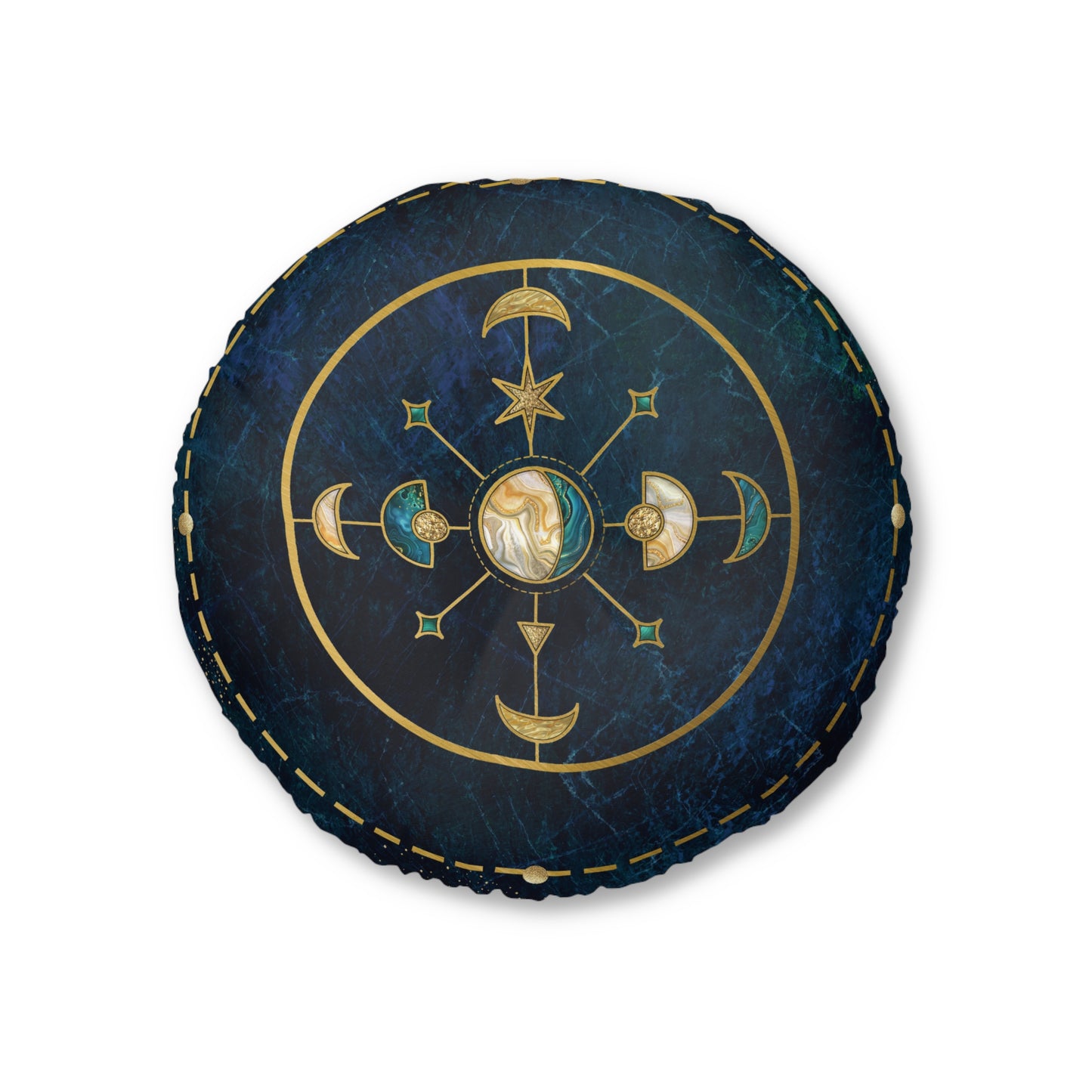 Large Round Tufted Floor Pillow - Celestial Fantasy Meditation Pillow