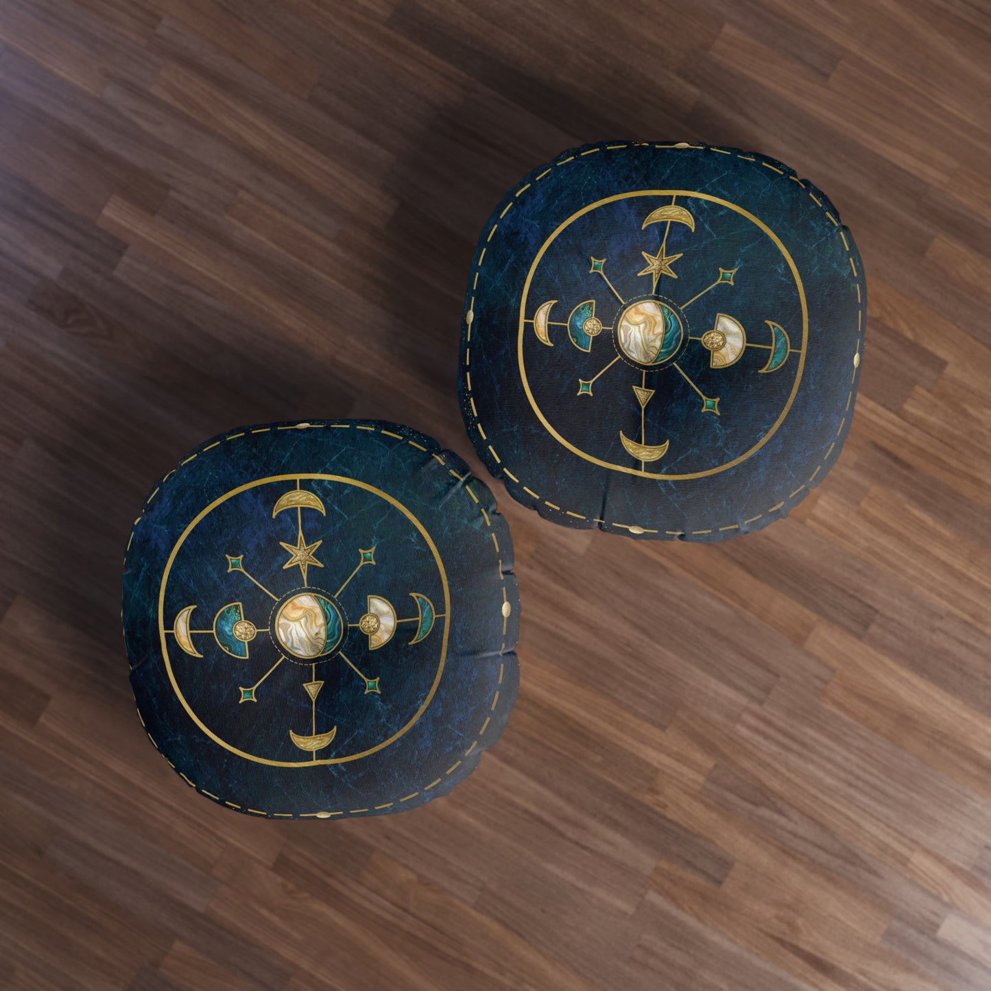 Large Round Tufted Floor Pillow - Celestial Fantasy Meditation Pillow