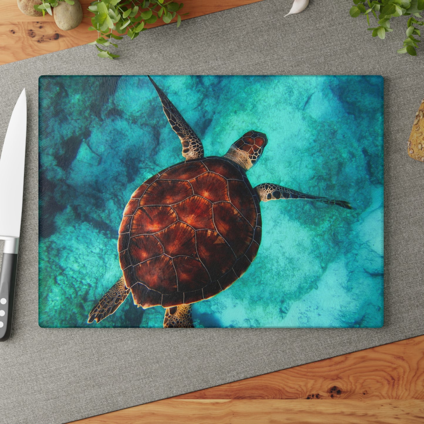 Glass Cutting Board, Sea Turtle - Two Sizes Available