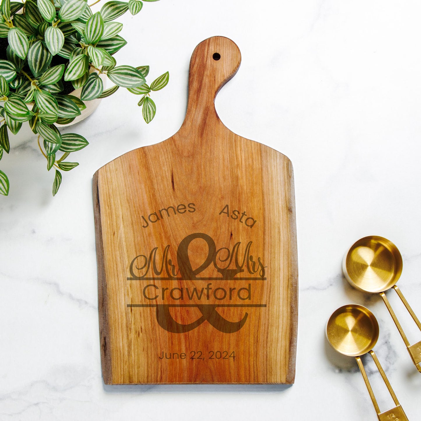 Mr & Mrs Live Edge Artisan Wood Serving Board