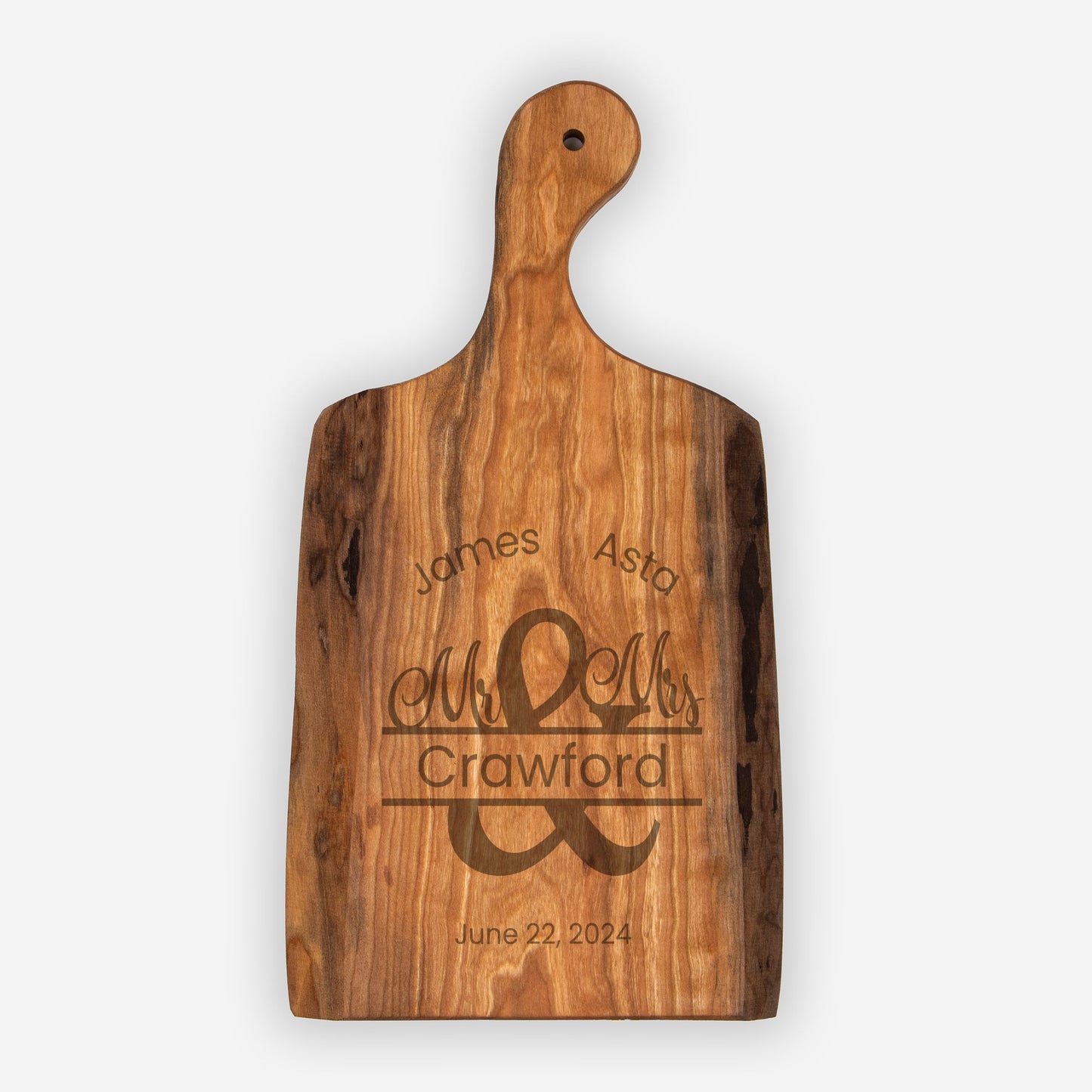 Mr & Mrs Live Edge Artisan Wood Serving Board