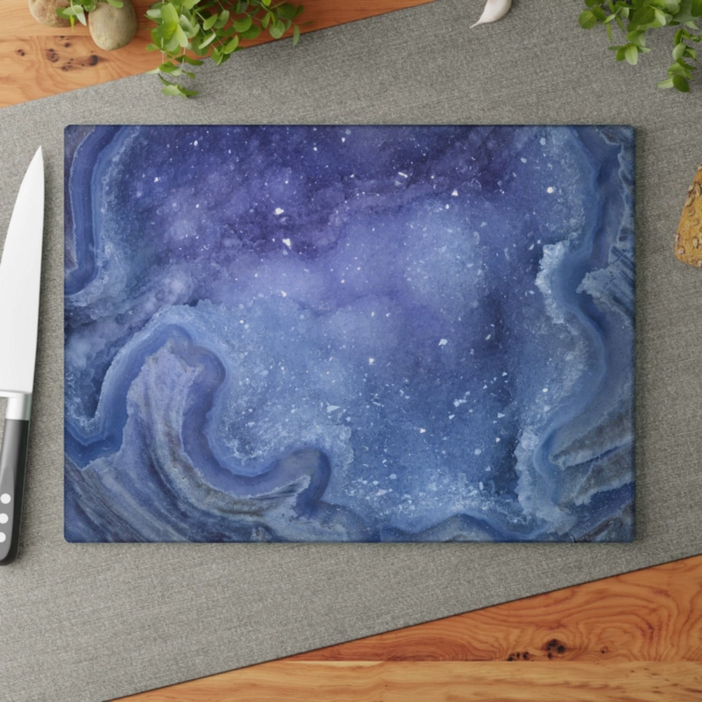 Marble-Look Glass Cutting Board with Optional Personalization