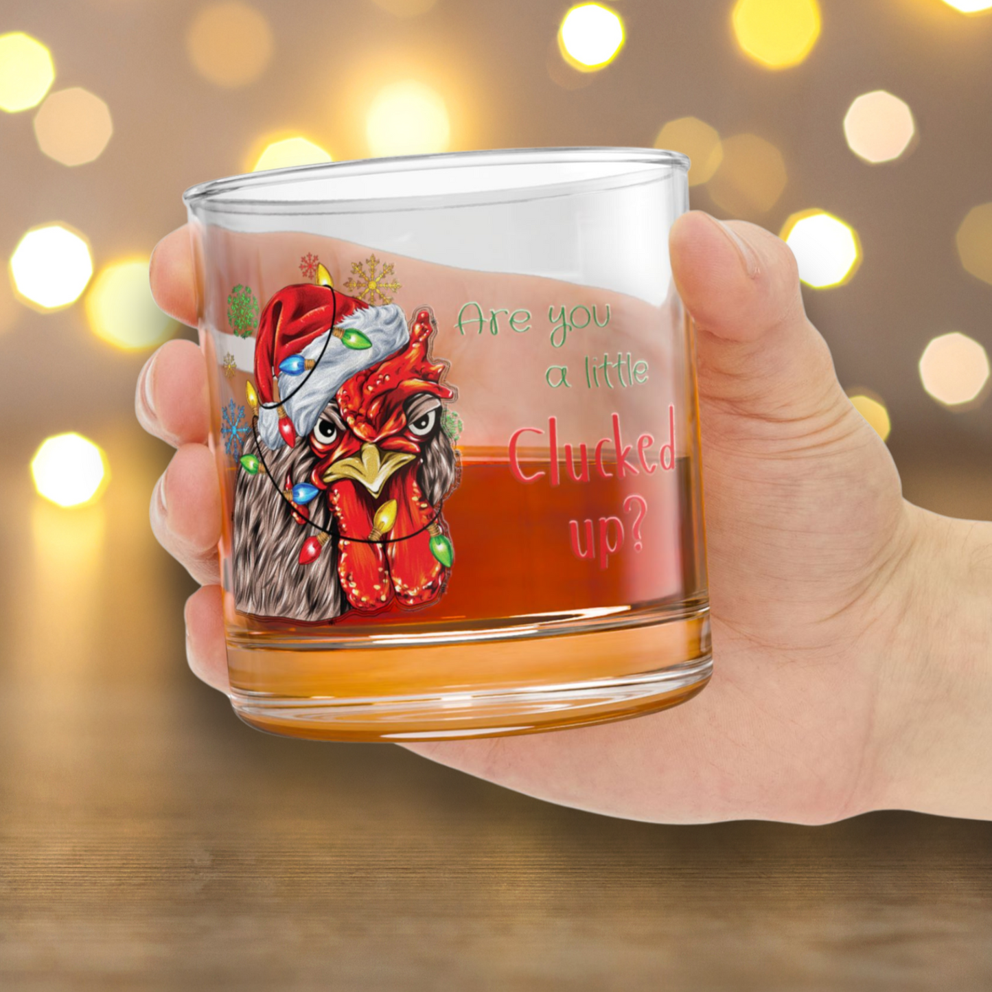 Funny Christmas Chicken Rocks Glass 10oz Are You Clucked Up?