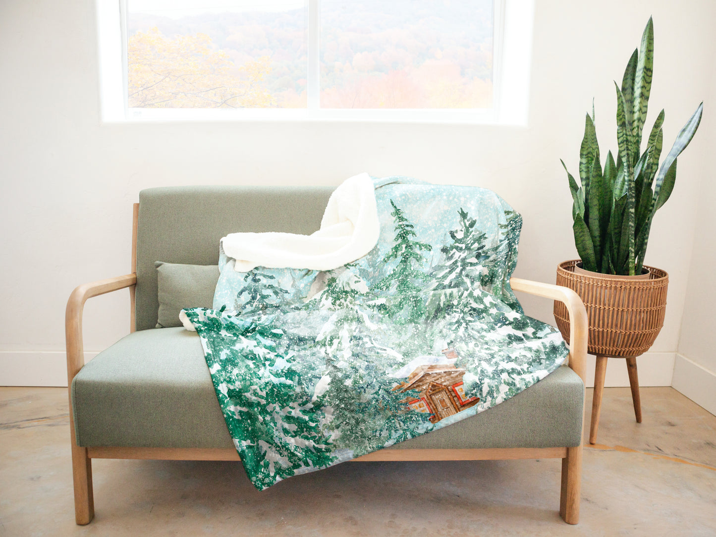 Personalized Winter Crushed Velvet Throw Blanket - Cabin in the Woods