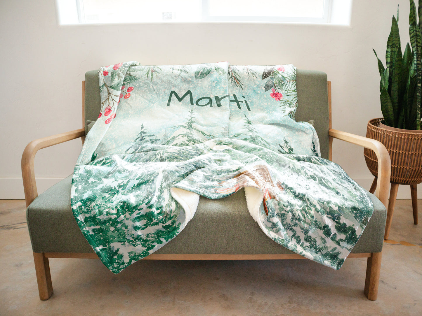 Personalized Winter Crushed Velvet Throw Blanket - Cabin in the Woods