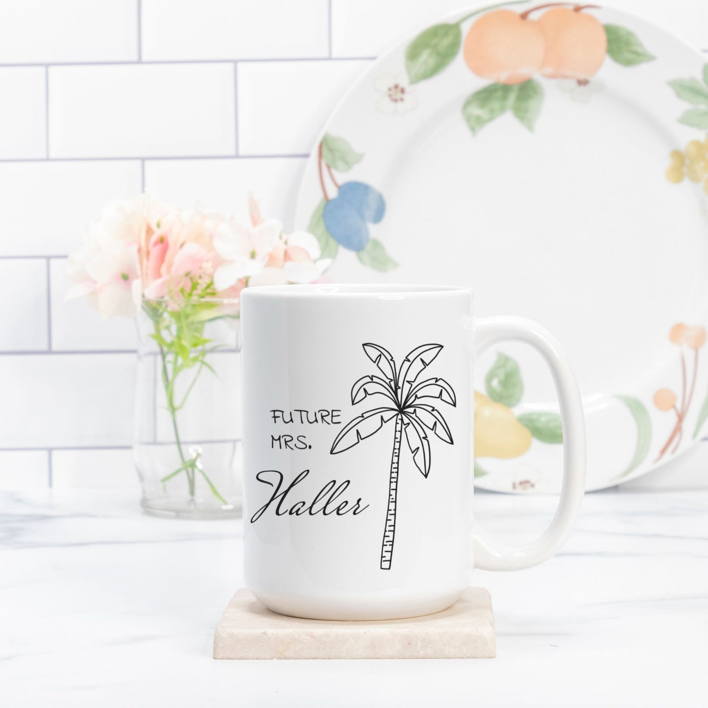 Future Mrs. Personalized Mug - Glass - Palm Tree