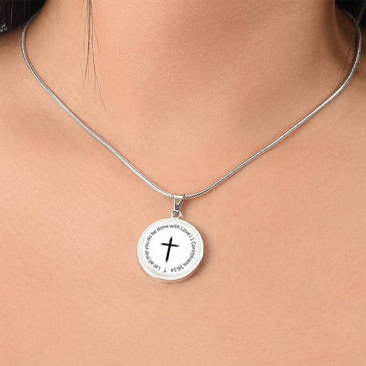 Personalized Bible Verse Necklace | Custom Favorite Scripture Christian Gift | Engravable Inspirational Faith Based Present 1 Corinthians 16:14