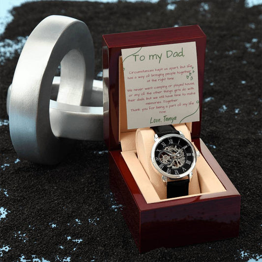 To Biological Father from Daughter Openwork Watch | Message from Adopted Child to Dad | Emotional, Heartfelt Gift for Reunions, Birthday, Father's Day