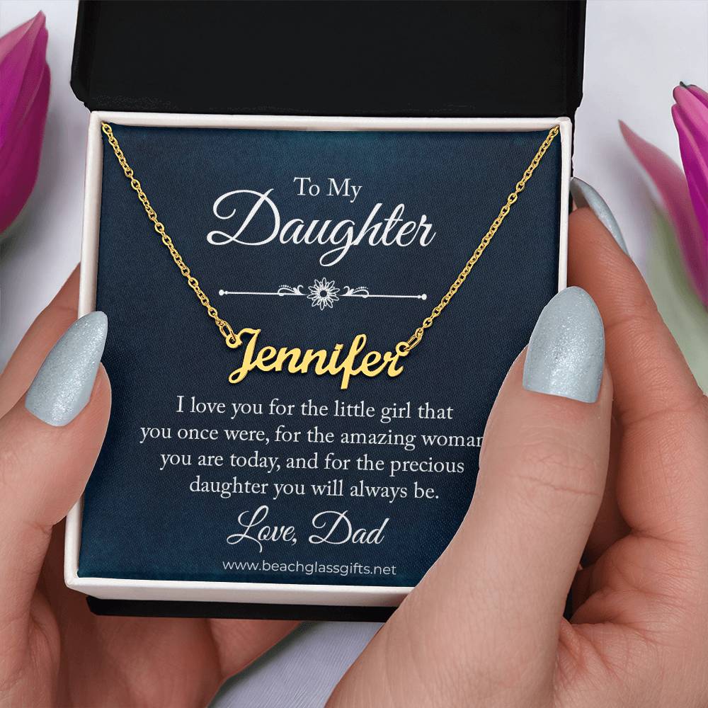 To Daughter from Dad Personalized Name Necklace