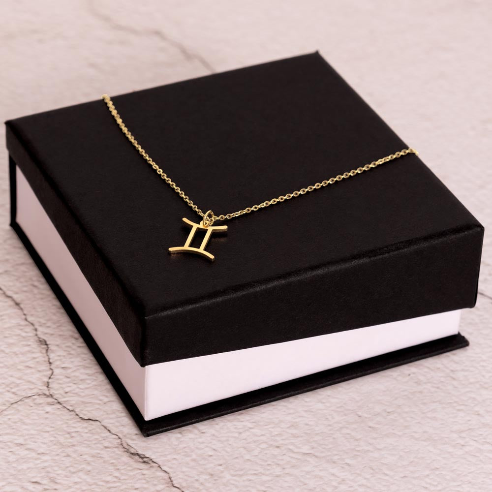 Personalized Mother's Day Gift for Mom | Gemini Zodiac Sign Pendant Necklace | Message Card Signed with Your Name | Gift from Son or Daughter