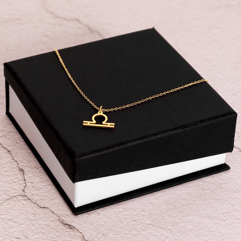 Personalized Mother's Day Gift for Mom | Libra Zodiac Sign Pendant Necklace | Message Card Signed with Your Name | Gift from Son or Daughter