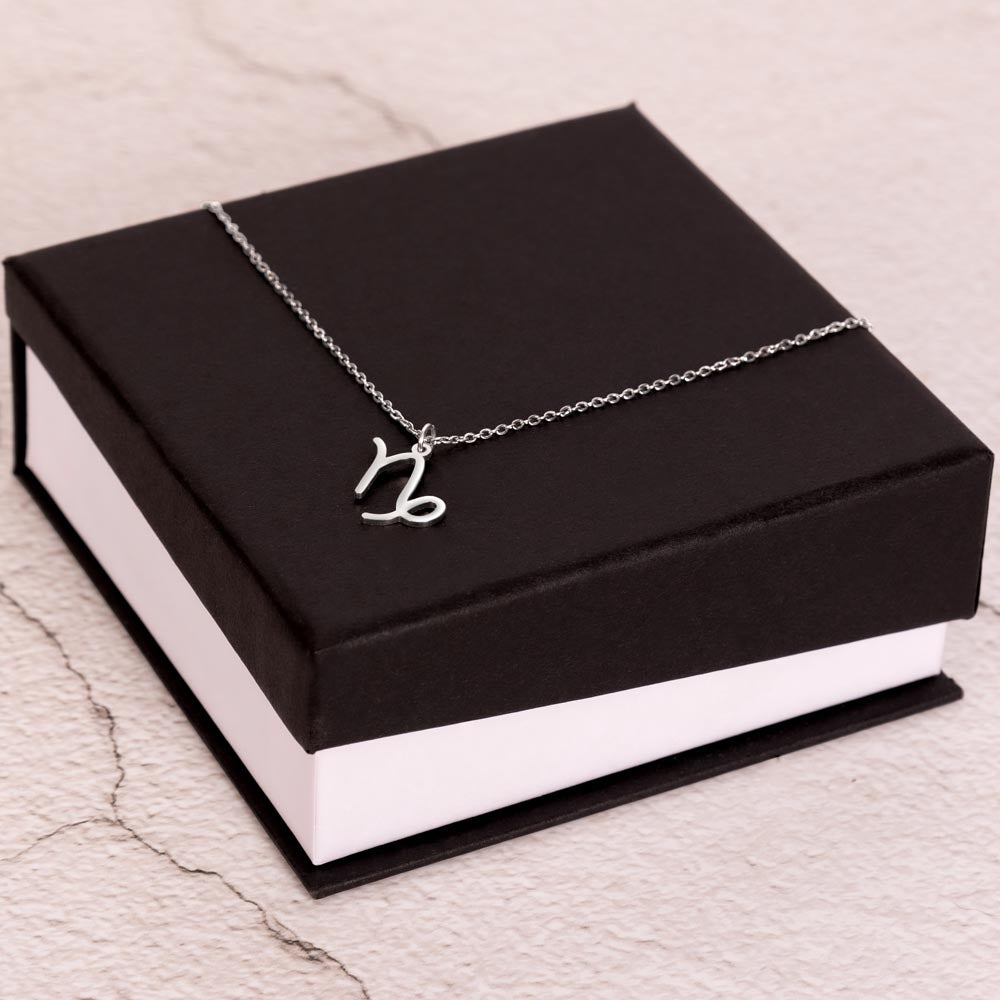 Personalized Mother's Day Gift for Mom | Capricorn Zodiac Sign Pendant Necklace | Message Card with Your Name | Gift from Son or Daughter
