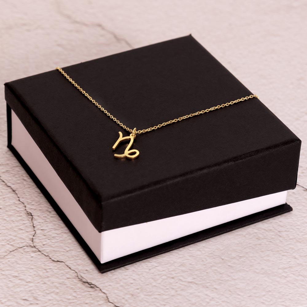 Personalized Mother's Day Gift for Mom | Capricorn Zodiac Sign Pendant Necklace | Message Card with Your Name | Gift from Son or Daughter