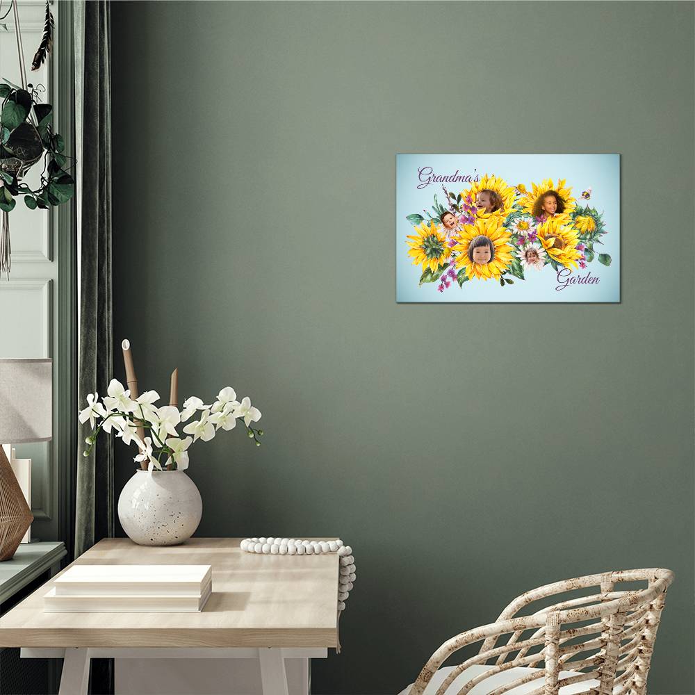Custom Photo Metal Wall Art Personalized Birthday/Mother's Day Gift | Sunflower Garden Personalized with Name and Pictures