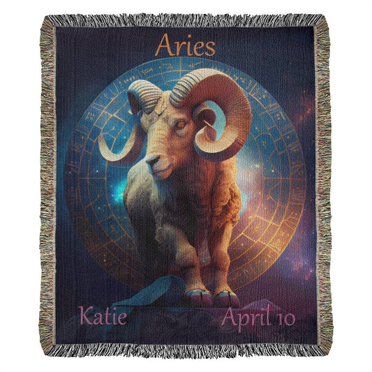 Personalized Aries Woven Throw Blanket