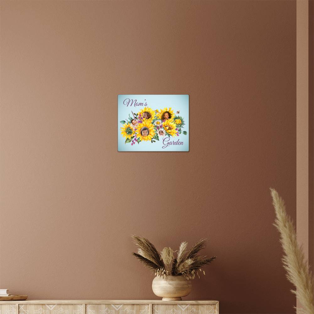 Custom Photo Metal Wall Art Personalized Birthday/Mother's Day Gift | Sunflower Garden Personalized with Name and Kids' Pictures