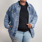 The High Priestess Tarot Card Denim Jacket | Oversized Boyfriend-Style Women's Jacket with LOTS of Pockets