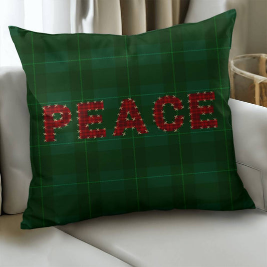 Christmas Tartan Pillow Cover - Peace